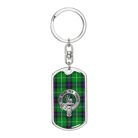 Clan MacDonald Isles Crest & Tartan Dog Tag Keychain