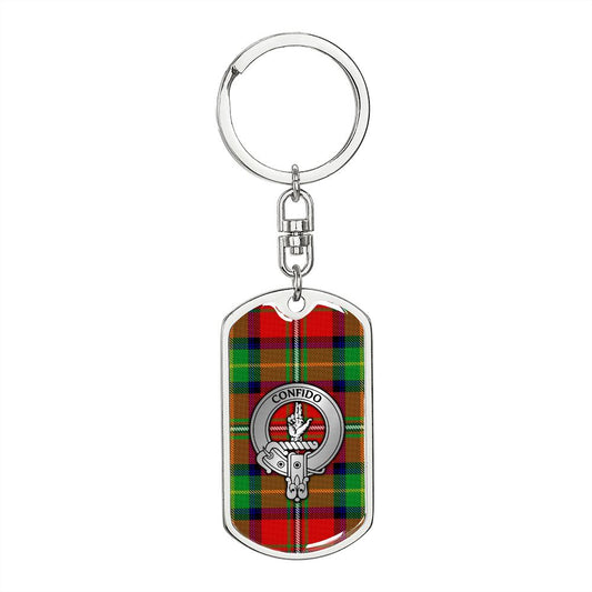 Clan Boyd Crest & Tartan Dog Tag Keychain