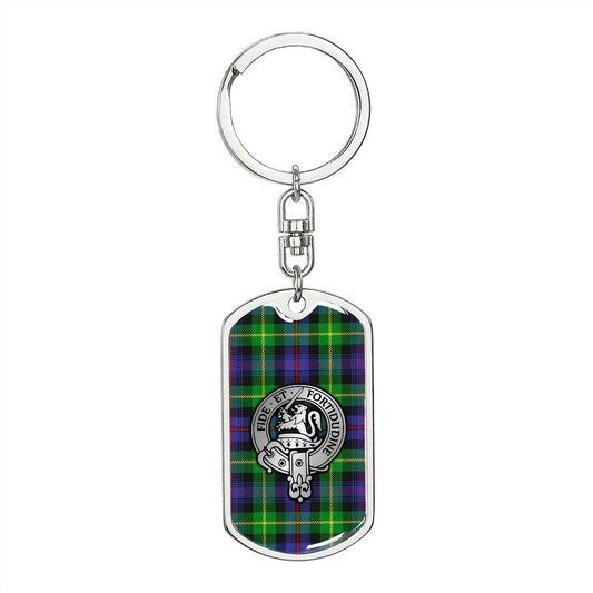 Clan Farquharson Crest & Tartan Dog Tag Keychain