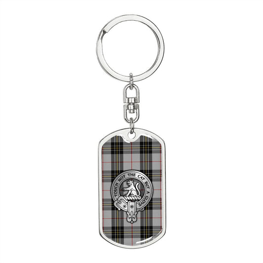 Clan MacPherson Crest & Tartan Dog Tag Keychain