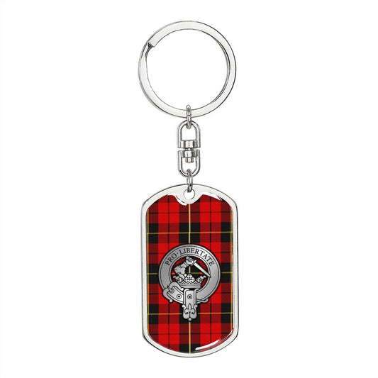 Clan Wallace Crest & Tartan Dog Tag Keychain