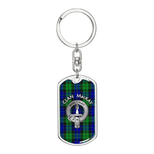 Clan MacKay Crest & Tartan Dog Tag 2 Keychain