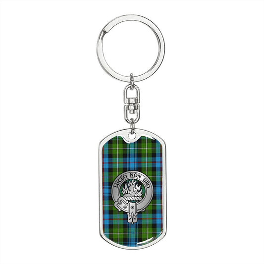 Clan MacKenzie Crest & Tartan Dog Tag Keychain