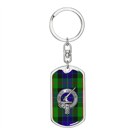 Clan Gunn Crest & Tartan Dog Tag Keychain