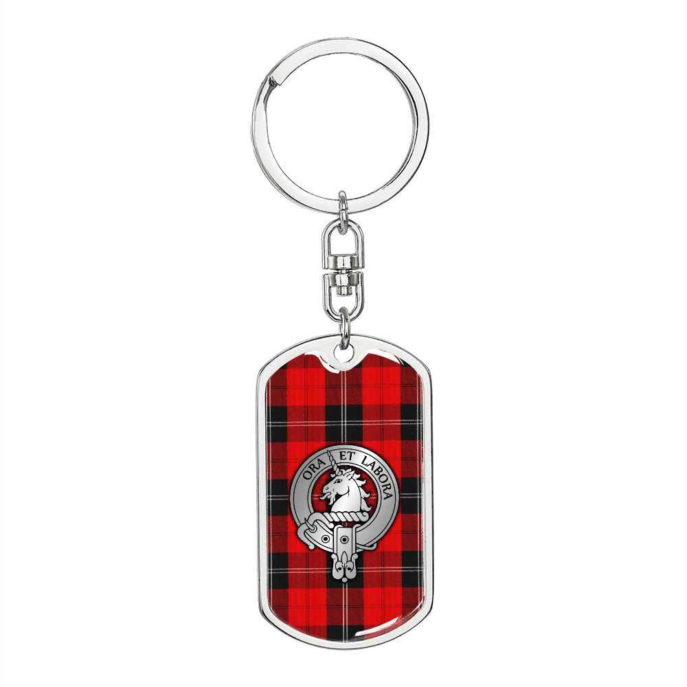 Clan Ramsay Crest & Tartan Dog Tag Keychain