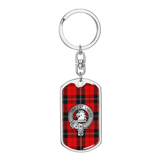 Clan Ramsay Crest & Tartan Dog Tag Keychain