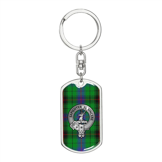 Clan Davidson Crest & Tartan Dog Tag Keychain