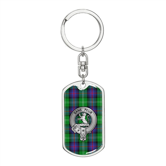 Clan Sutherland Crest & Tartan Dog Tag Keychain