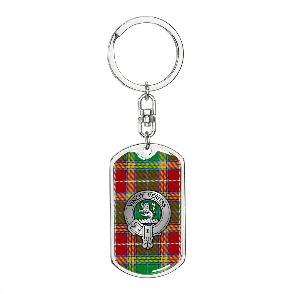 Clan Baxter Crest & Tartan Dog Tag Keychain