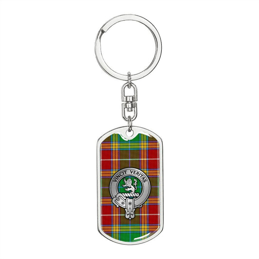Clan Baxter Crest & Tartan Dog Tag Keychain