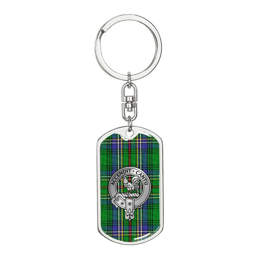 Clan Cockburn Crest & Tartan Dog Tag Keychain