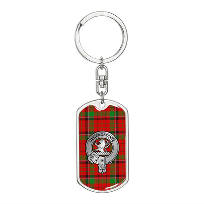 Clan Nicholson Crest & Tartan Dog Tag Keychain