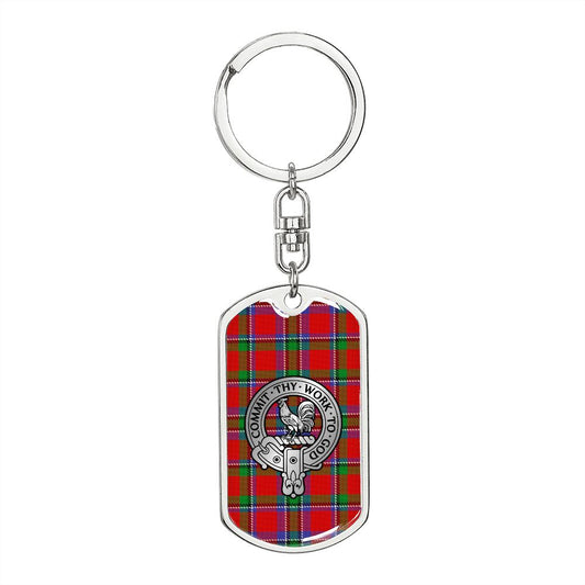 Clan Sinclair Crest & Tartan Dog Tag Keychain