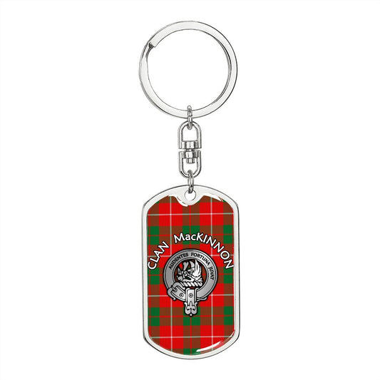 Clan MacKinnon Crest & Tartan Dog Tag 2 Keychain