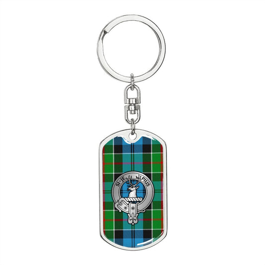 Clan Colquhoun Crest & Tartan Dog Tag Keychain