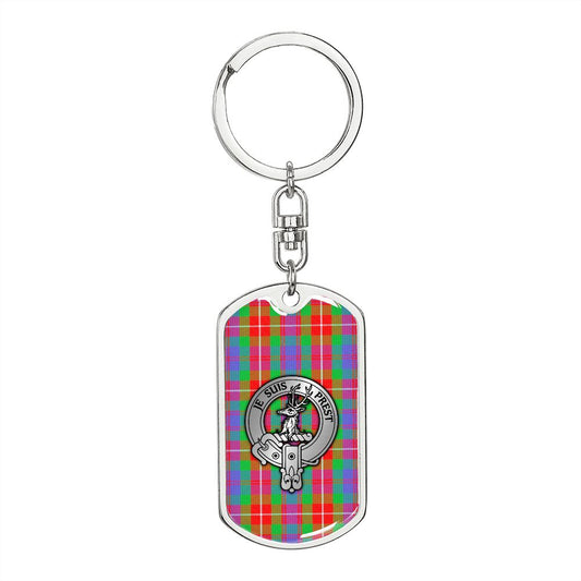 Clan Fraser Crest & Tartan Dog Tag Keychain