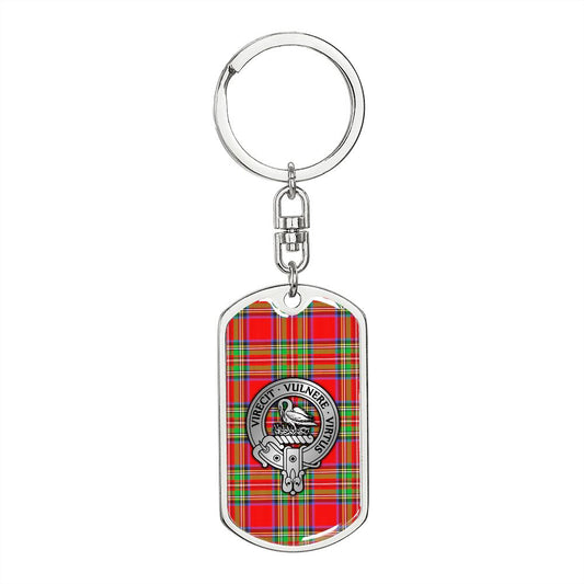 Clan Stewart Crest & Tartan Dog Tag Keychain