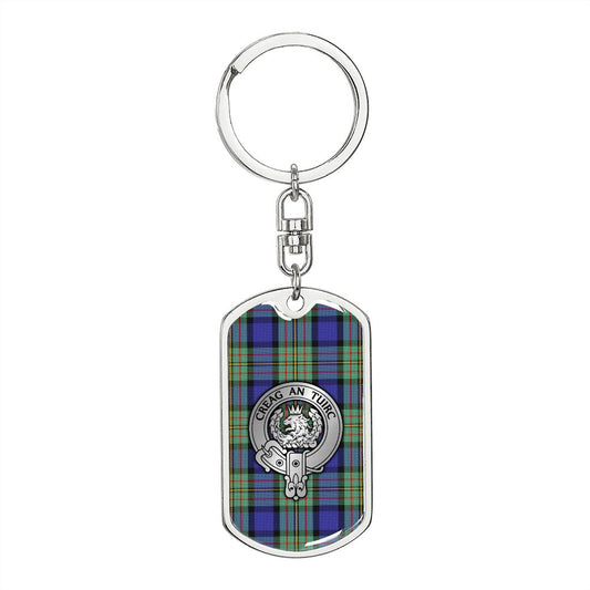 Clan MacLaren Crest & Tartan Dog Tag Keychain