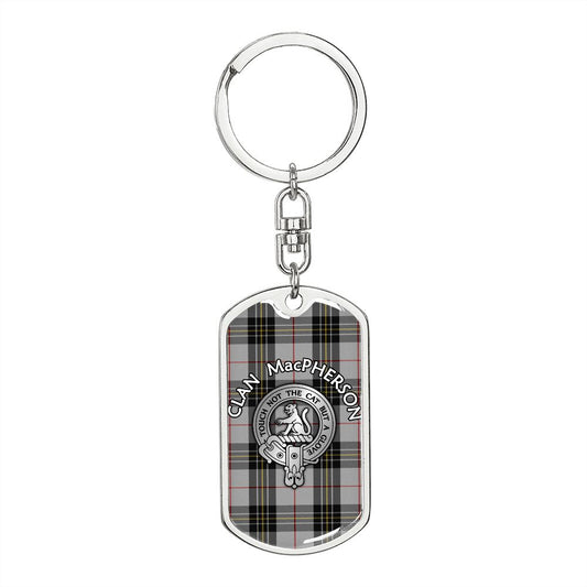 Clan MacPherson Crest & Tartan Dog Tag 2 Keychain