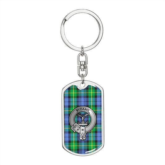 Clan Gordon Crest & Tartan Dog Tag Keychain