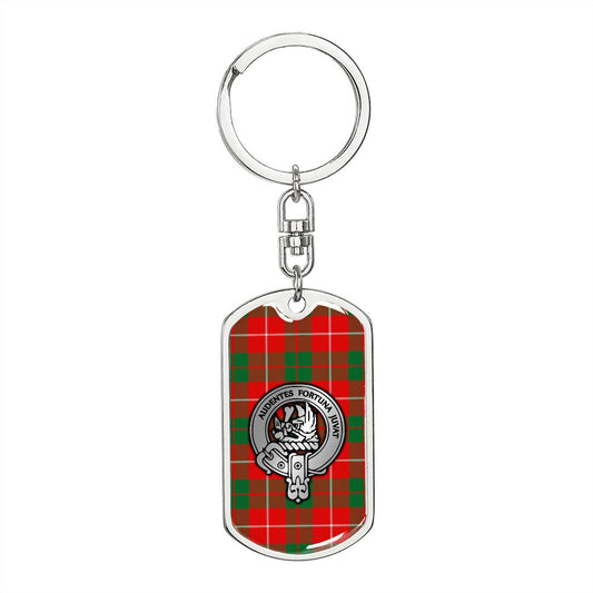 Clan MacKinnon Crest & Tartan Dog Tag Keychain