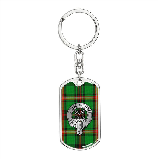 Clan Kinnear Crest & Tartan Dog Tag Keychain