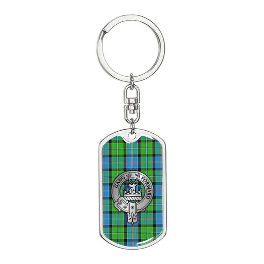 Clan Stirling Crest & Tartan Dog Tag Keychain