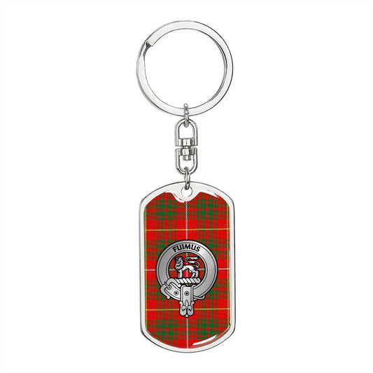 Clan Bruce Crest & Tartan Dog Tag Keychain