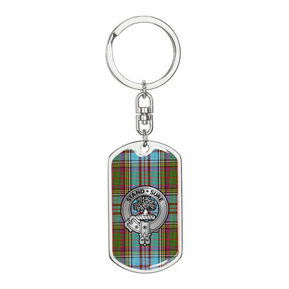 Clan Anderson Crest & Tartan Dog Tag Keychain