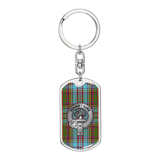 Clan Anderson Crest & Tartan Dog Tag Keychain