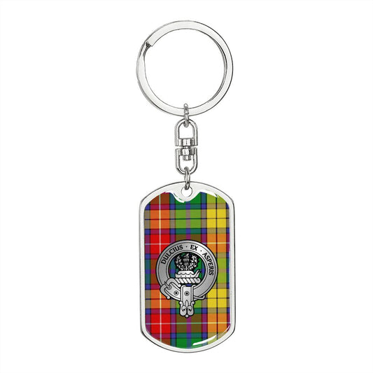 Clan Buchanan Crest & Tartan Dog Tag Keychain