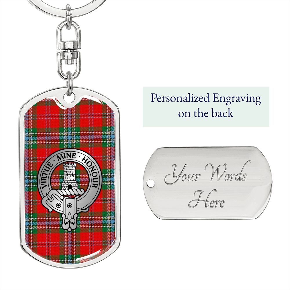 Clan MacLean Crest & Tartan Dog Tag Keychain