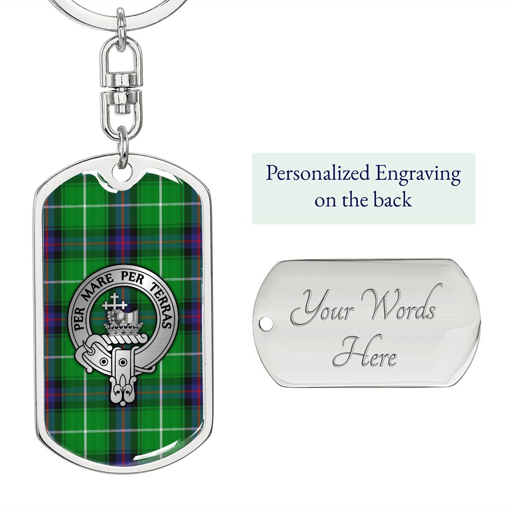 Clan MacDonald Isles Crest & Tartan Dog Tag Keychain