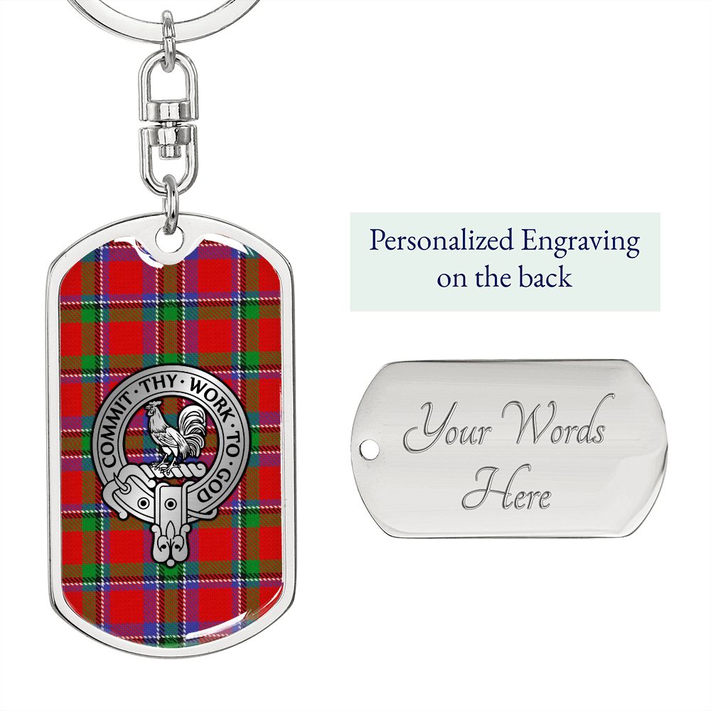 Clan Sinclair Crest & Tartan Dog Tag Keychain