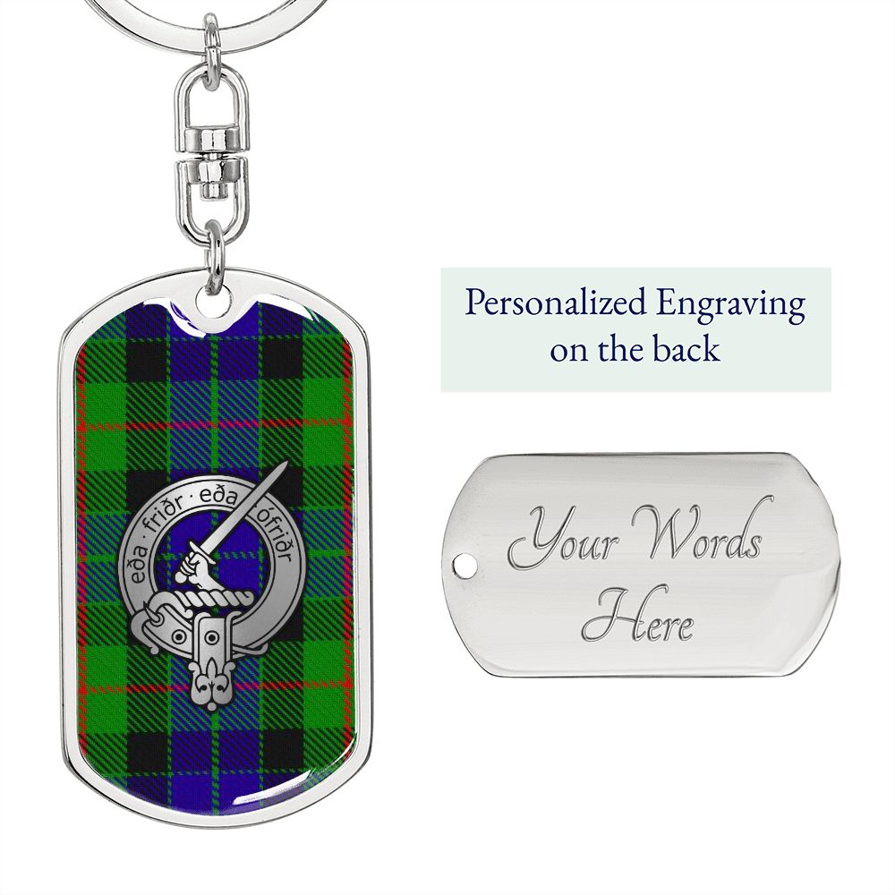 Clan Gunn Crest & Tartan Dog Tag Keychain