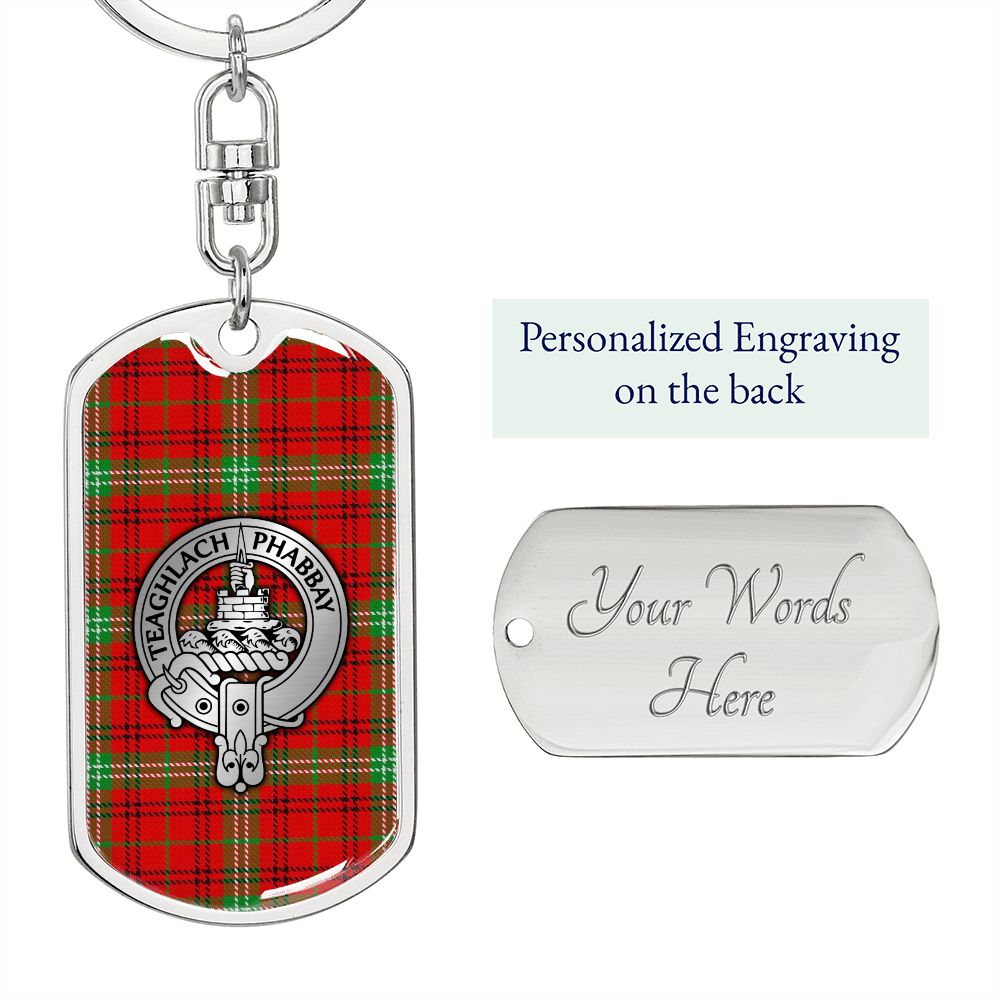Clan Morrison Crest & Tartan Dog Tag Keychain