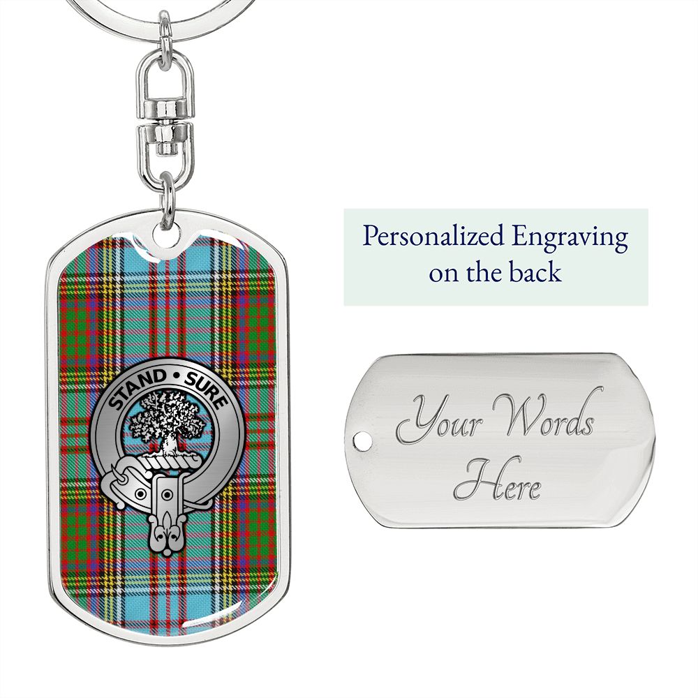 Clan Anderson Crest & Tartan Dog Tag Keychain