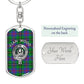 Clan Wood Crest & Tartan Dog Tag 2 Keychain