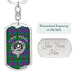 Clan Wood Crest & Tartan Dog Tag 2 Keychain