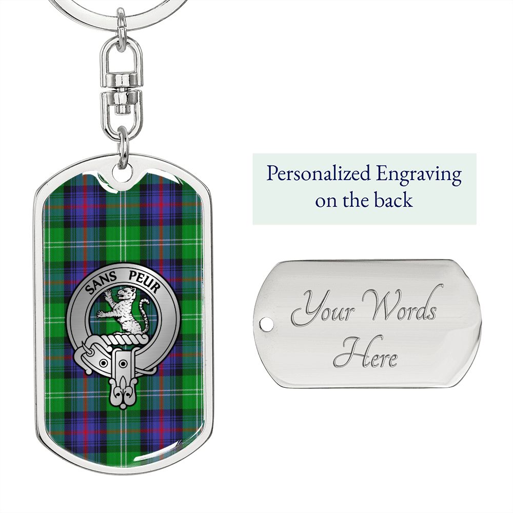 Clan Sutherland Crest & Tartan Dog Tag Keychain