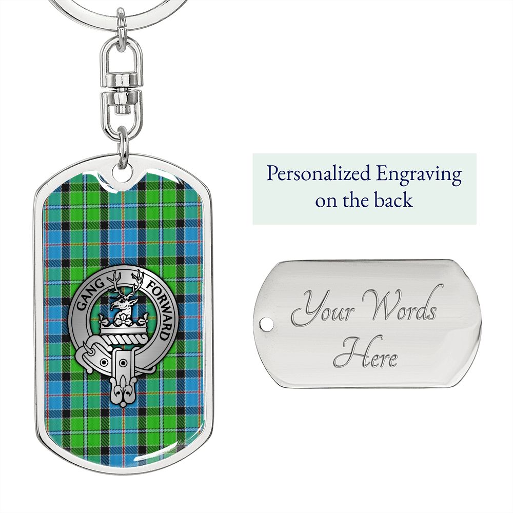 Clan Stirling Crest & Tartan Dog Tag Keychain