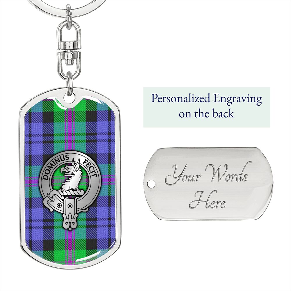 Clan Baird Crest & Tartan Dog Tag Keychain