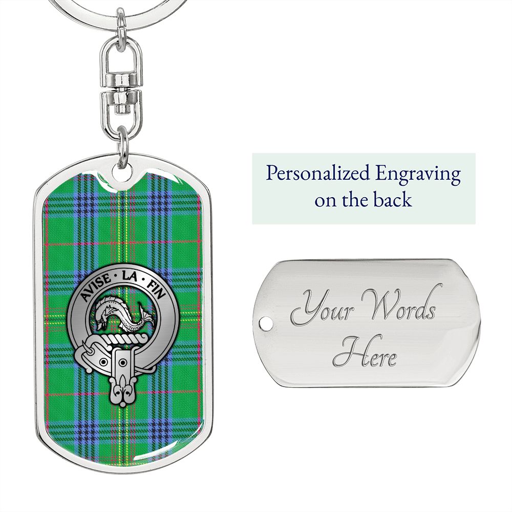 Clan Kennedy Crest & Tartan Dog Tag Keychain