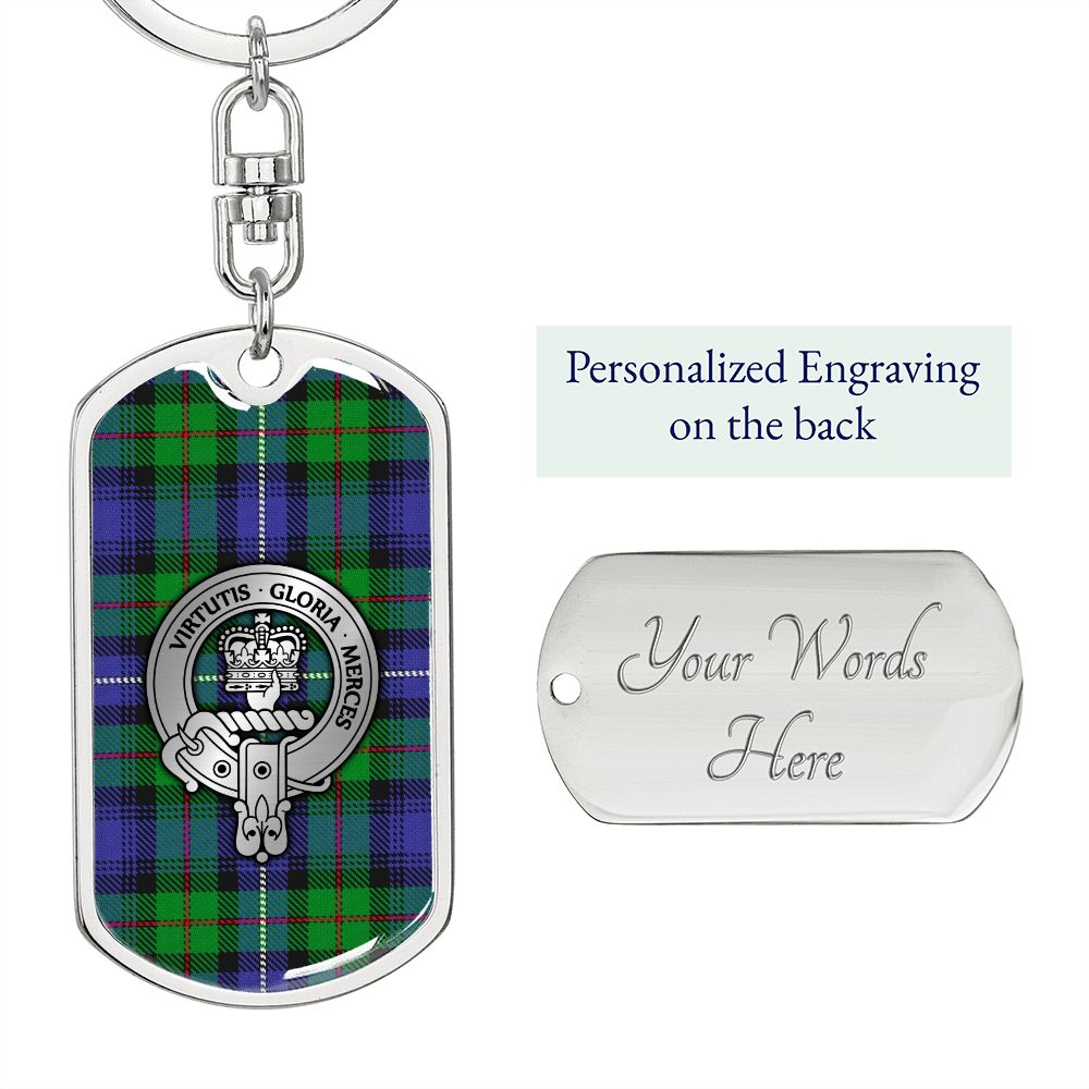 Clan Donnachaidh Crest & Tartan Dog Tag Keychain