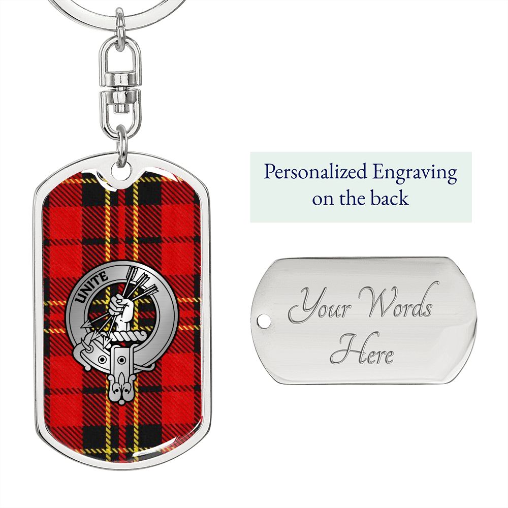 Clan Brodie Crest & Tartan Dog Tag Keychain