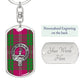 Clan Crawford Crest & Tartan Dog Tag Keychain