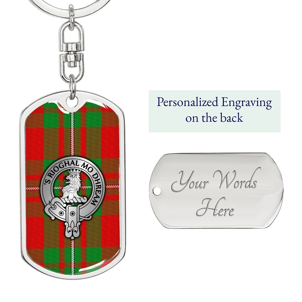 Clan MacGregor Crest & Tartan Dog Tag Keychain