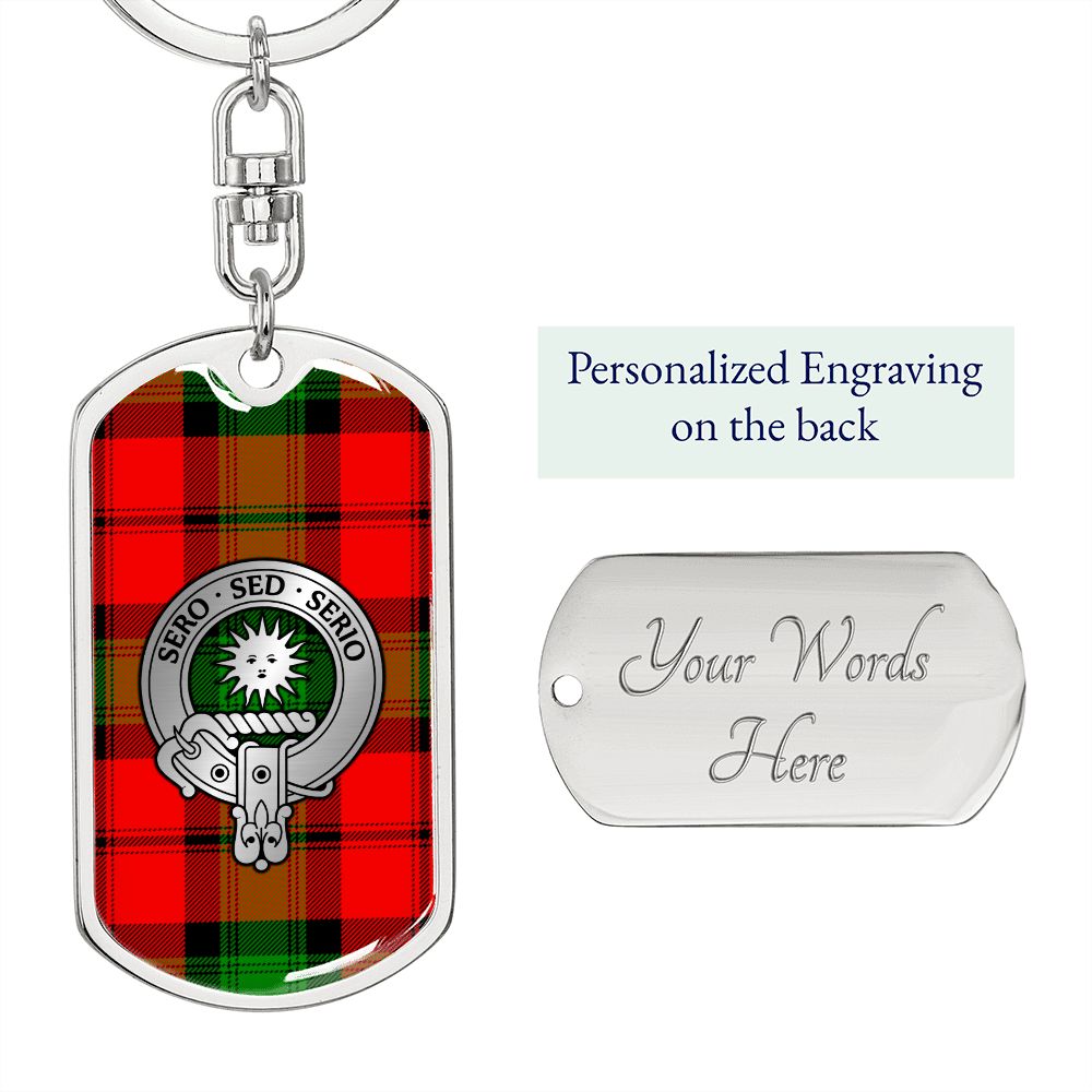 Clan Kerr Crest & Tartan Dog Tag Keychain