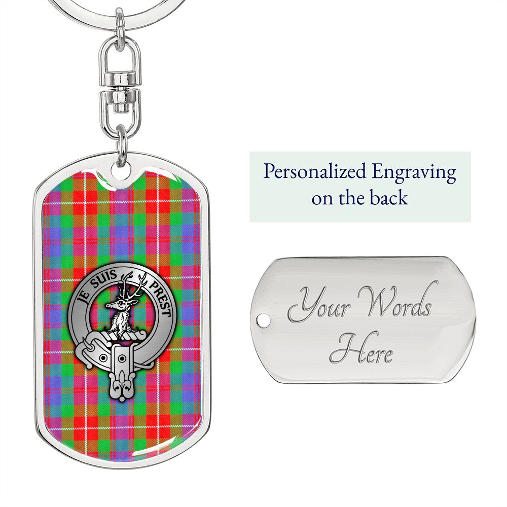 Clan Fraser Crest & Tartan Dog Tag Keychain