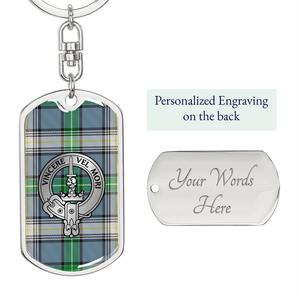 Clan MacDowall Crest & Tartan Dog Tag Keychain